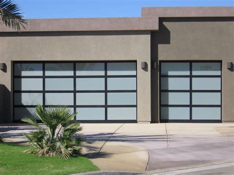 The Intriguing Frosted Glass Garage Door With Black Anodized Steel