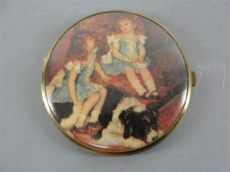 Round Double Mirror Vanity Compact Made Western Germany Portrait Girls