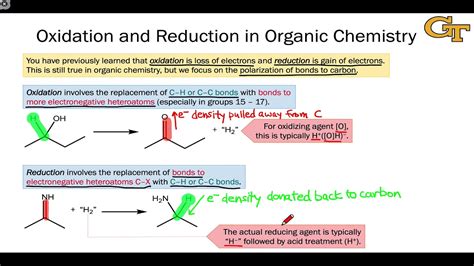 07 01 oxidation and reduction in organic chemistry youtube