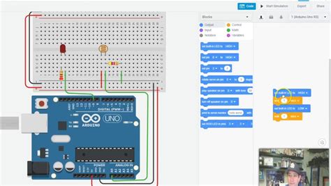 4 Code Blocks In Tinkercad Light Sensor Photoresistor With Arduino In