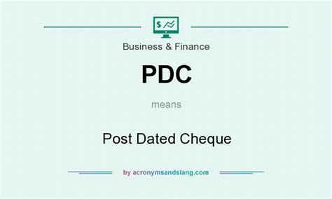 A cheque is a bill of exchange drawn on a specified banker and to be payable on demand. PDC - Post Dated Cheque in Business & Finance by ...