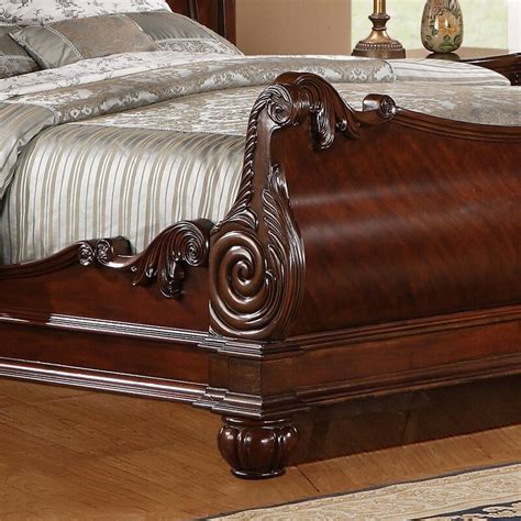Roundhill Furniture Saillans Solid Wood Sleigh Bed And Reviews Wayfair