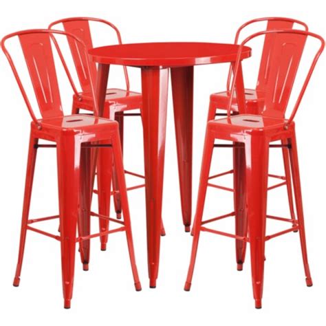 Flash Furniture Red Metal Bar Set30rd Ch 51090bh 4 30cafe Red Gg 1