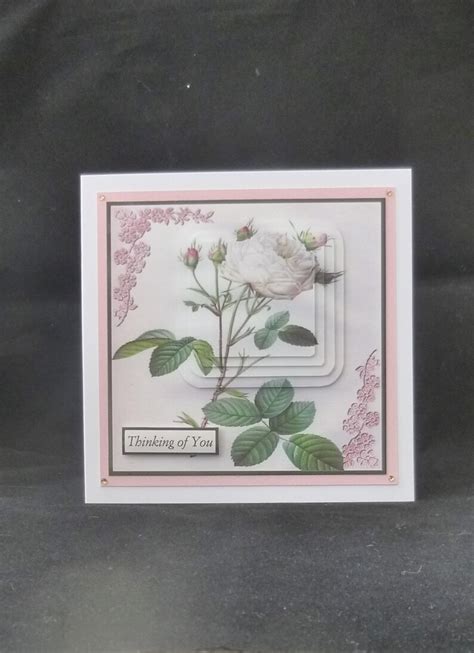 Roses Thinking Of You Card White Rose With Sympathy 3d Etsy