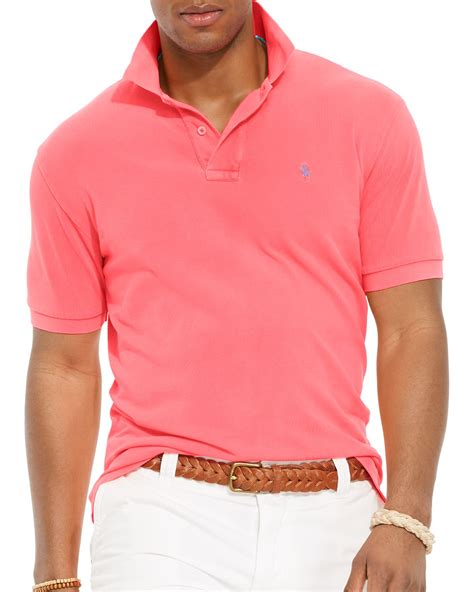Ralph Lauren Polo Neon Mesh Polo Shirt Classic Fit In Pink For Men