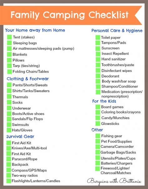 Printable Camping List Checklist