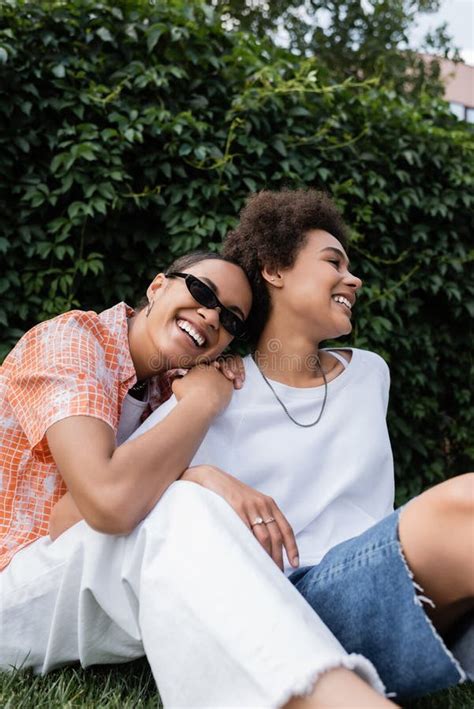 stylish african american lesbian woman in stock image image of leaves gender 263598277