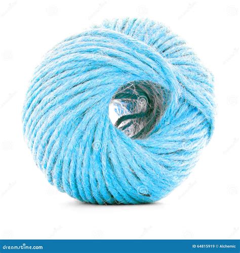 Blue Wool Skein Sewing Yarn Roll Isolated On White Background Stock
