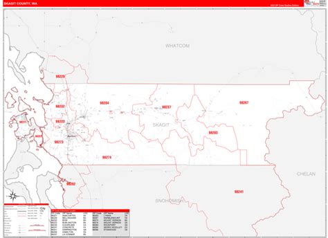 Skagit County Wa Zip Code Wall Map Red Line Style By Marketmaps Mapsales
