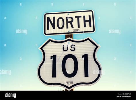 Us Highway 101 North Road Sign California United States Stock Photo