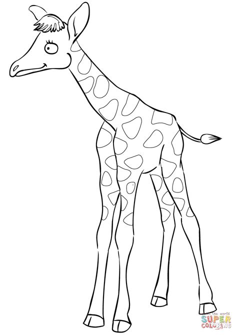 Cute Cartoon Baby Giraffe Coloring Page Free Printable Coloring Pages
