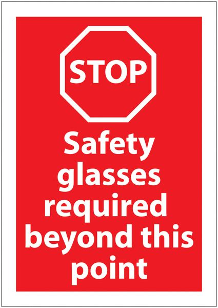 safety glasses required ppe stop awareness signs seton