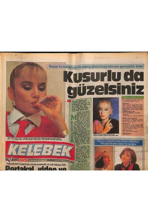 Gökçe Koleksiyon Hürriyet Gazetesi Kelebek Eki 13 Mart 1989 Sezen
