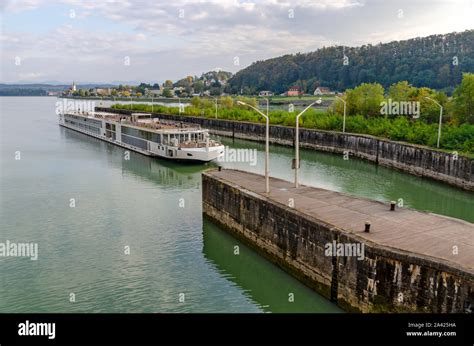 Cruising Ship Entering A Lock Stock Photo Alamy