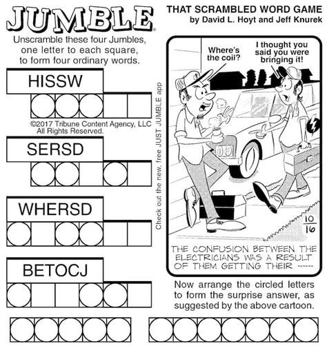 Jumble Puzzles With Blue Collar Clues Boomer Magazine