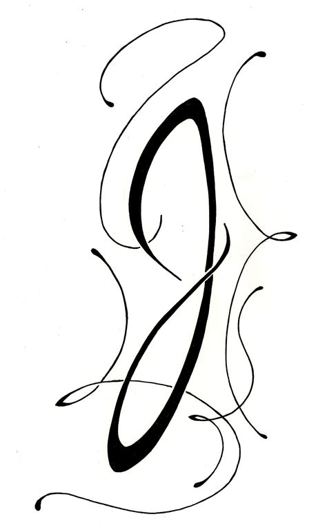 World famous traditional tattoo artist cursive tattoo lettering. lettering script "J" Art nouveau Tattoo original design ...