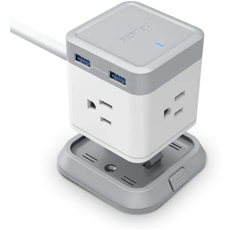 Bestek Power Strip With Usb Vertical Cube Mountable Power Outlet