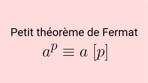 Petit Théorème De Fermat Et Démonstration Démos Maths Mpsi