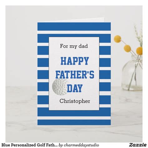 Blue Personalized Golf Fathers Day Card Cards For