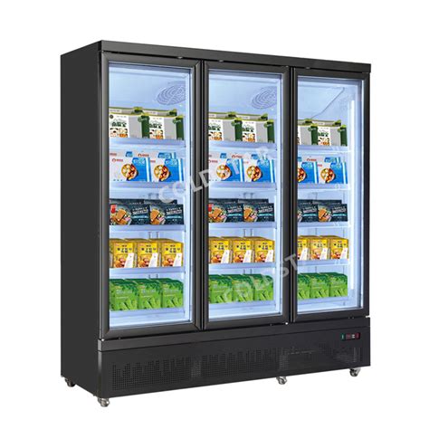 Supermarket Commercial Upright Fan Cooling Glass Door Deep Freezer