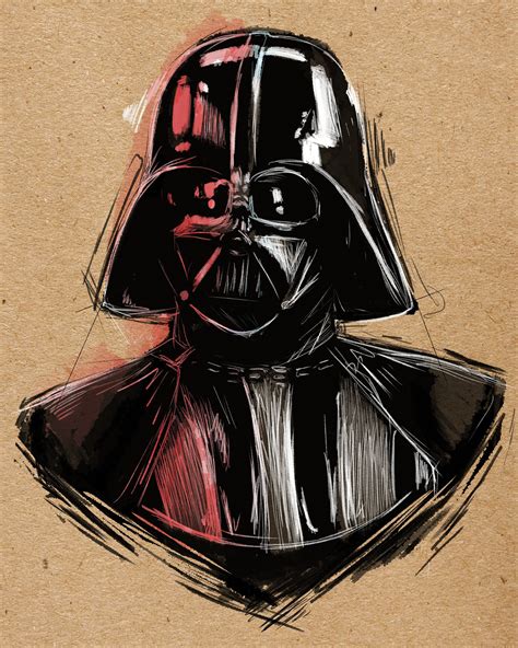 Darth Vader Sketch Print 8x10 Signed By The Artist Etsy
