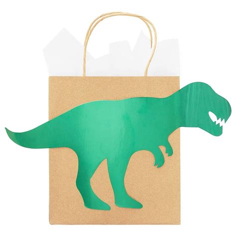 24 Packs Dinosaur Party Favor Bags With Handles Kraft Paper Bag For