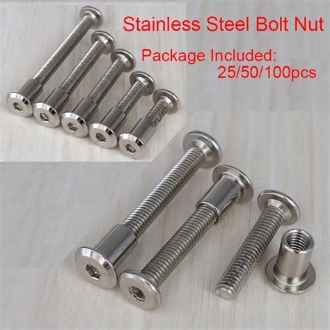 M6 M8 Allen Hex Nut Bolt Flat Nuts Stainless Steel Round Screws Sleeve