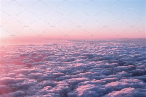 Pink Sunset Sky With Clouds Nature Stock Photos Creative Market