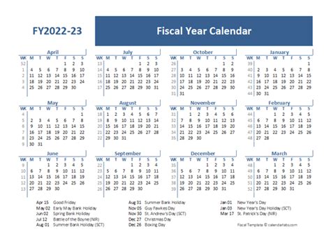 2022 Fiscal Year Calendar Template Uk Free Printable Templates