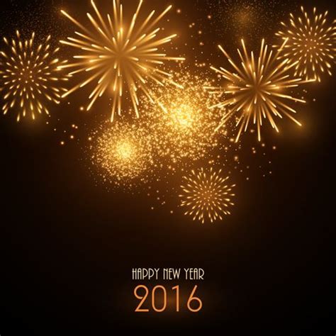 2016 New Year With Golden Fireworks Vector 500×500 Happy New