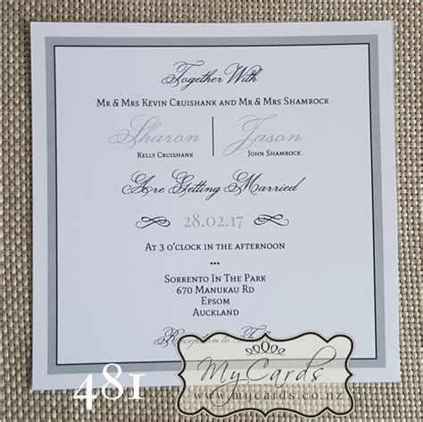 Elegant Silver Border Quare Wedding Invitation Design 481