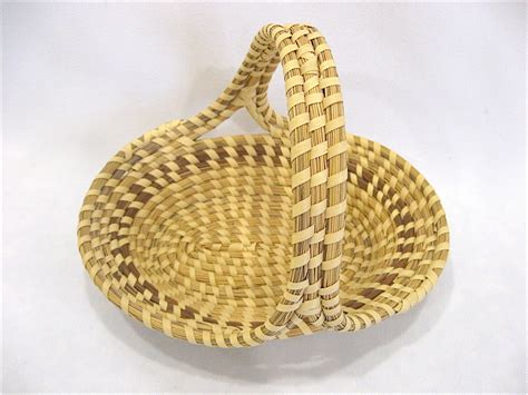 Charleston Sweetgrass Basket Oval With Handle Handmade African From Antiquesonascot On Ruby Lane