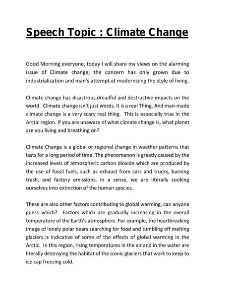 Speech On Climate Change English Language Gcse Ccea Thinkswap