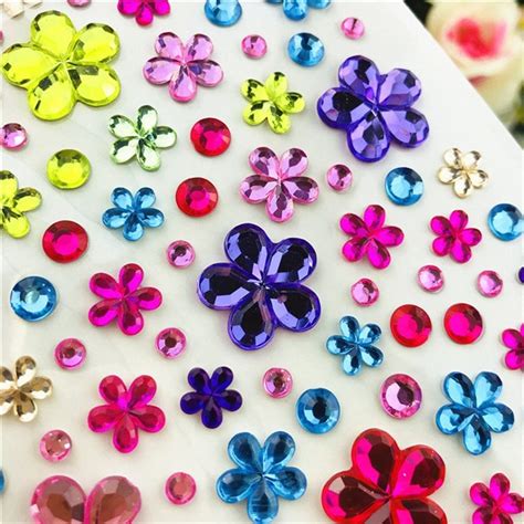 self adhesive glitter flower crystal gems jewel diamond sticker rhinestone strip scrapbooking