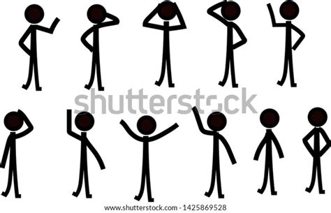 Sticks Man Different Poses Animation Style Stock Vector Royalty Free