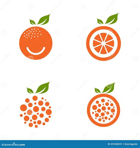 Orange Fruit Icon Set Logo Design Stock Vector Illustration Of