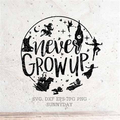 Never Grow Up Instant File Download Disney Inspired  Mickey Mouse