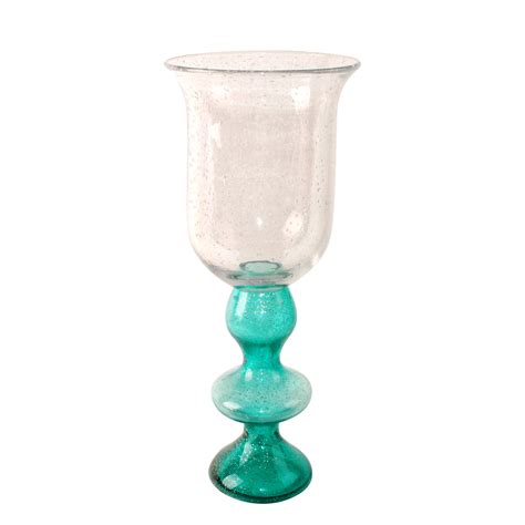 Cyrene 1575 Glass Pillar Candle Holder Turquoise Candle Holders