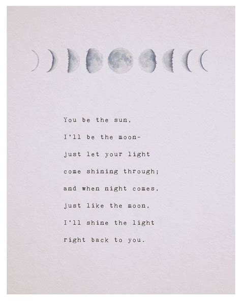 Love Poem You Be The Sun Ill Be The Moon Phases Of The Moon Etsy