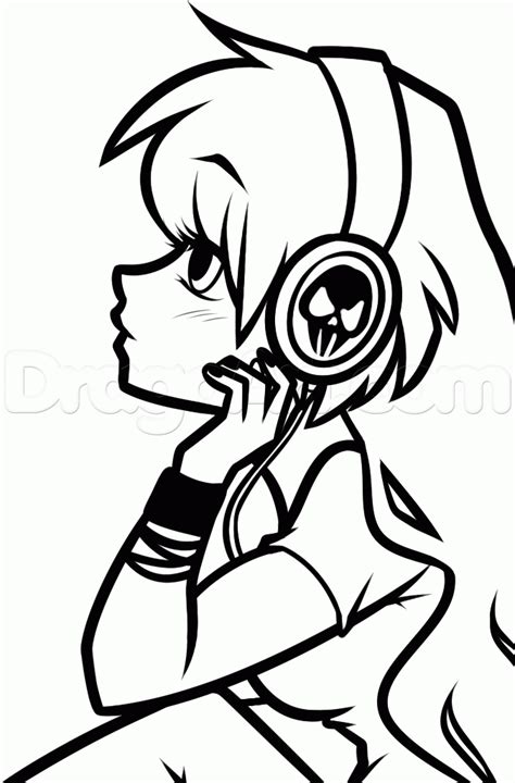 How To Draw A Girl With Headphones Step By Step Anime People Anime Draw Japanese Anime Draw