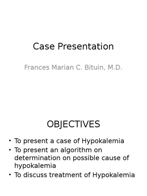 Case Presentation Hypokalemia Pdf Clinical Medicine Medicine