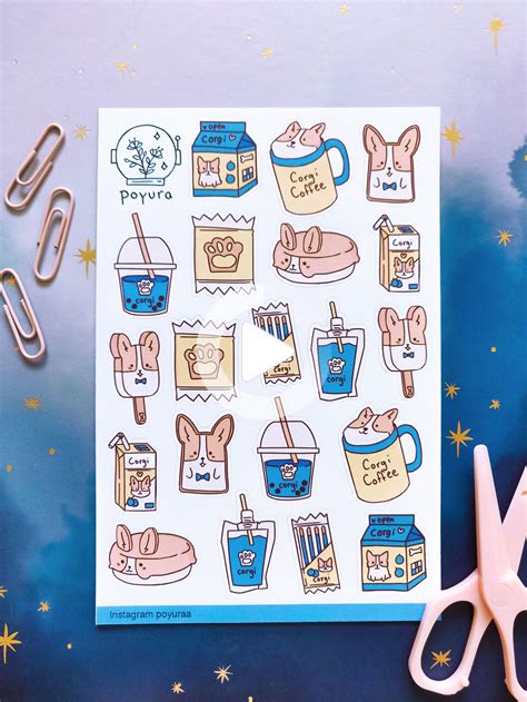 Corgi puppy stickers for your bullet journal and planner in 2020