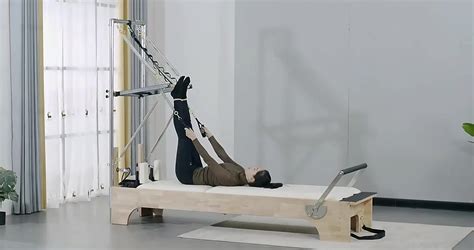 Custom Pilates Machine Oak Wood Reformer With Semi Elevated Bed Pilates
