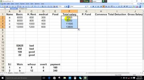 Making Salary Sheet On Ms Excel Excel Salary Tutorial