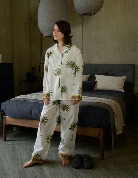 Palm Tree Print Pyjamas Nightwear Natural Bed Company