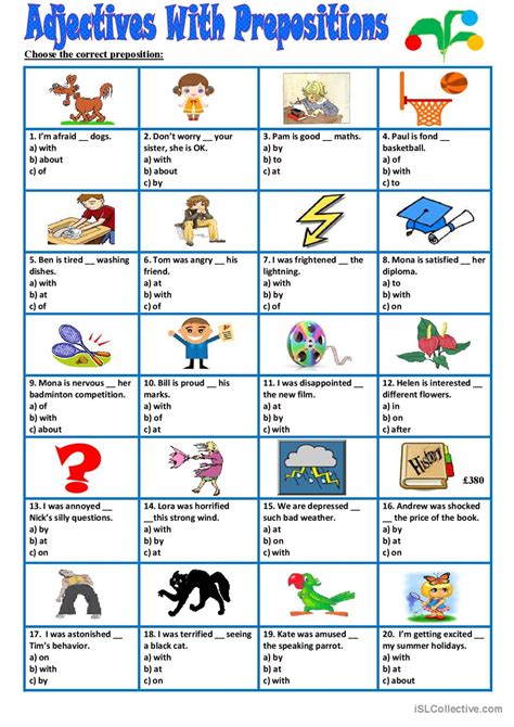 Adjectives With Prepositions English Esl Worksheets Pdf And Doc