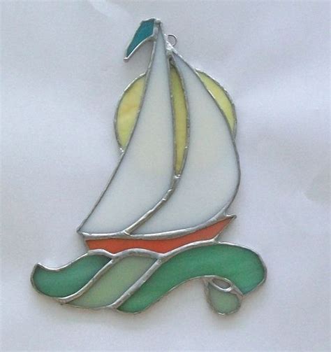 sailboat and sun stained glass boat sailing into the sun etsy stained glass glass boat