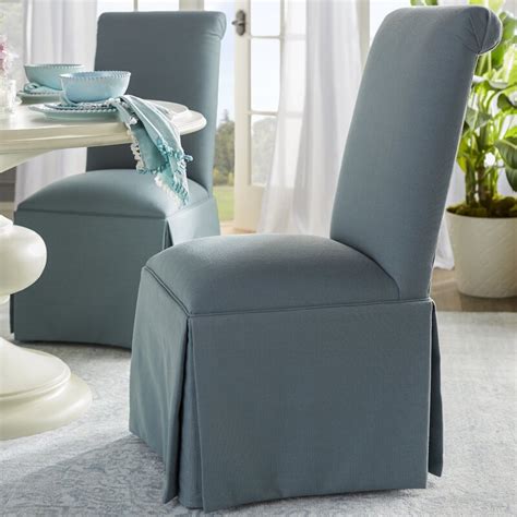 Ikea dining chair makeover with custom covers | comfort works slipcovers. Weare Solid Back Skirted Upholstered Dining Chair ...