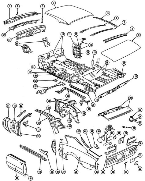 1967 69 Firebird Body Sheet Metal Illustrated Parts Break Down
