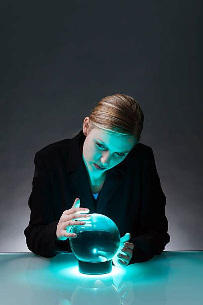 340 Fortune Teller Hands On Glowing Crystal Ball Stock Photos
